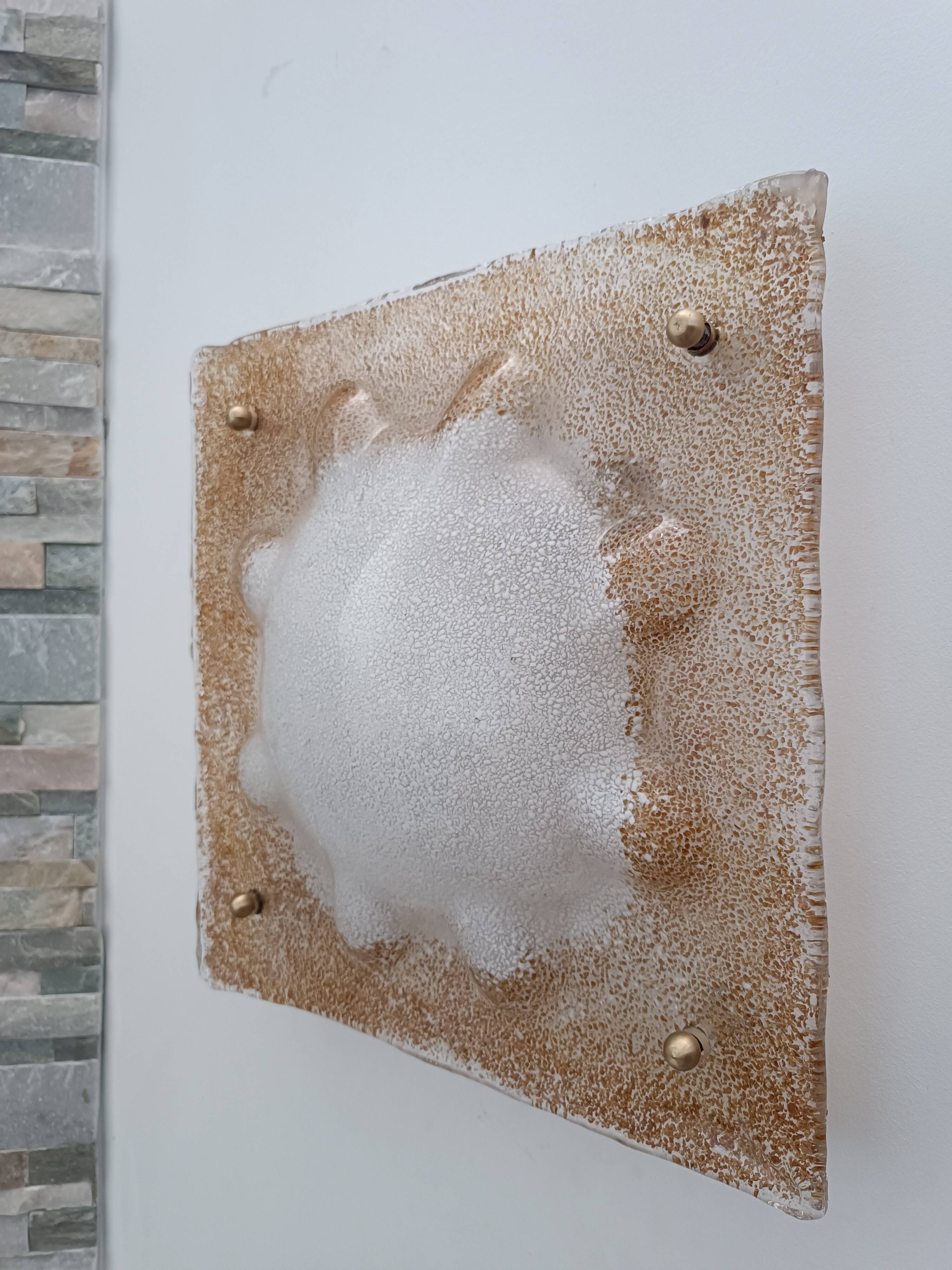 Important Murano slab wall light 39cm by Mazzega 1970s
