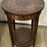 Round pedestal table / side table in wood marquetry