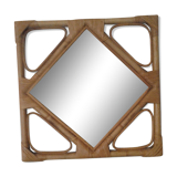 Rattan mirror in losange