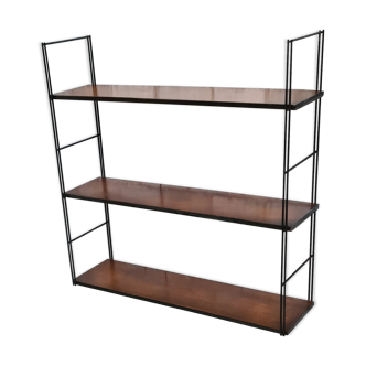 Etagere 1960 string bois  montant noir lisse