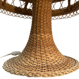 Rattan wicker mushroom table lamp, 1960s-1970s