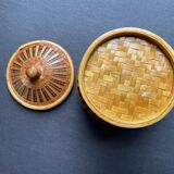 Pot with braided bamboo lid