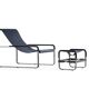 Contemporary exclusive chaise longue in black metal and navy blue leather.