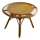 Vintage round rattan coffee table