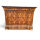 Commode Louis Phillipe en ronce de noyer et dessus en marbre noir
