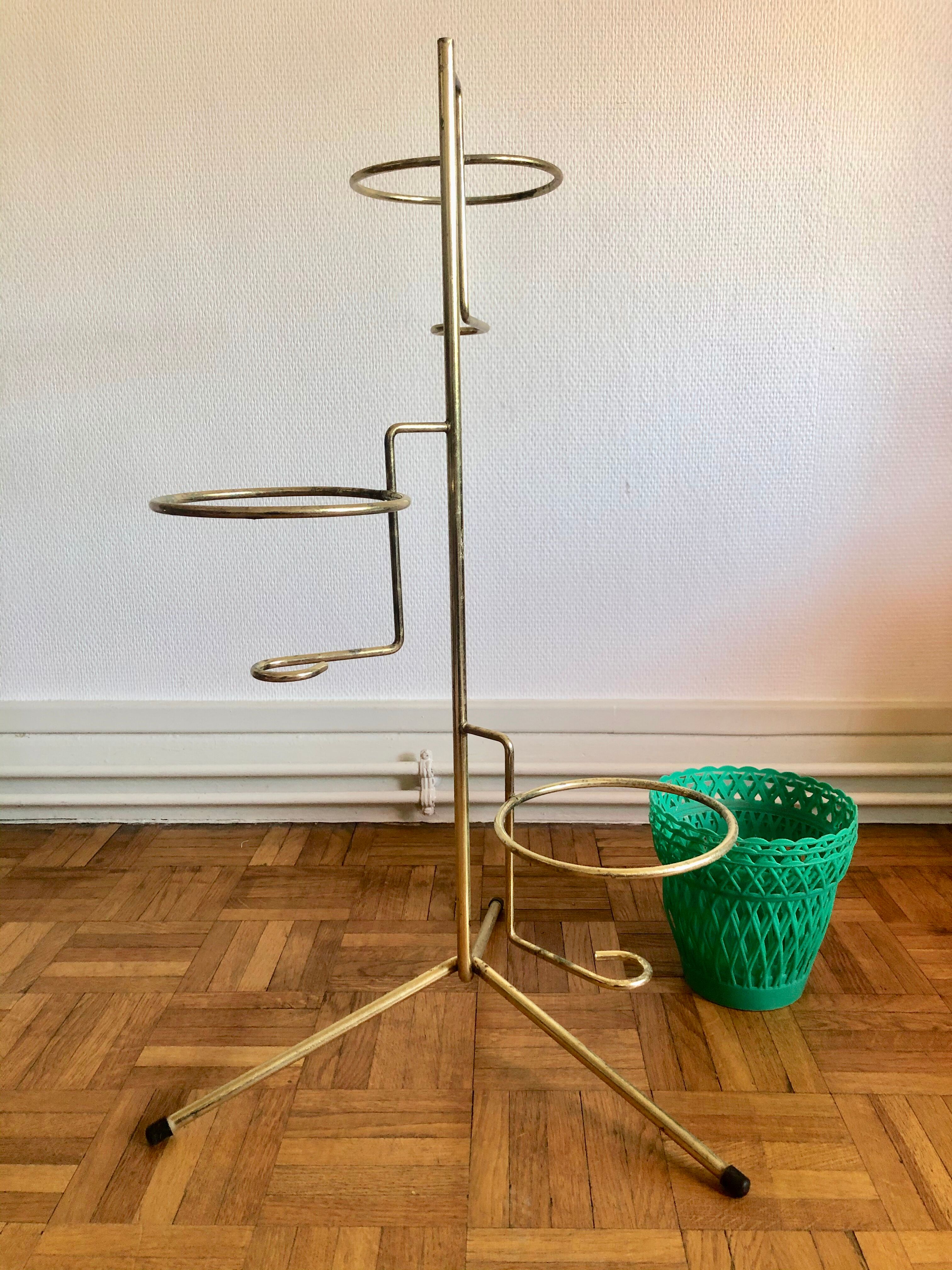 Porte-plante tripode en laiton et cache-pots Syla