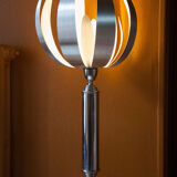 Vintage lamp, table lamp, chrome lamp with brushed steel blades, flower lamp, design lamp