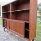 Low rosewood library with sliding doors and drawers, Denmark 1960.