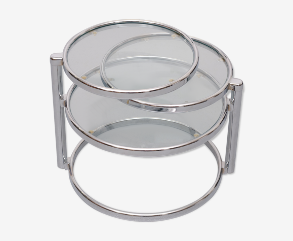 Swivel Three Tier Chrome Coffee Table 1970s