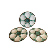 Série 3 assiettes a huître barbotine majolique modèle chantilly cérami