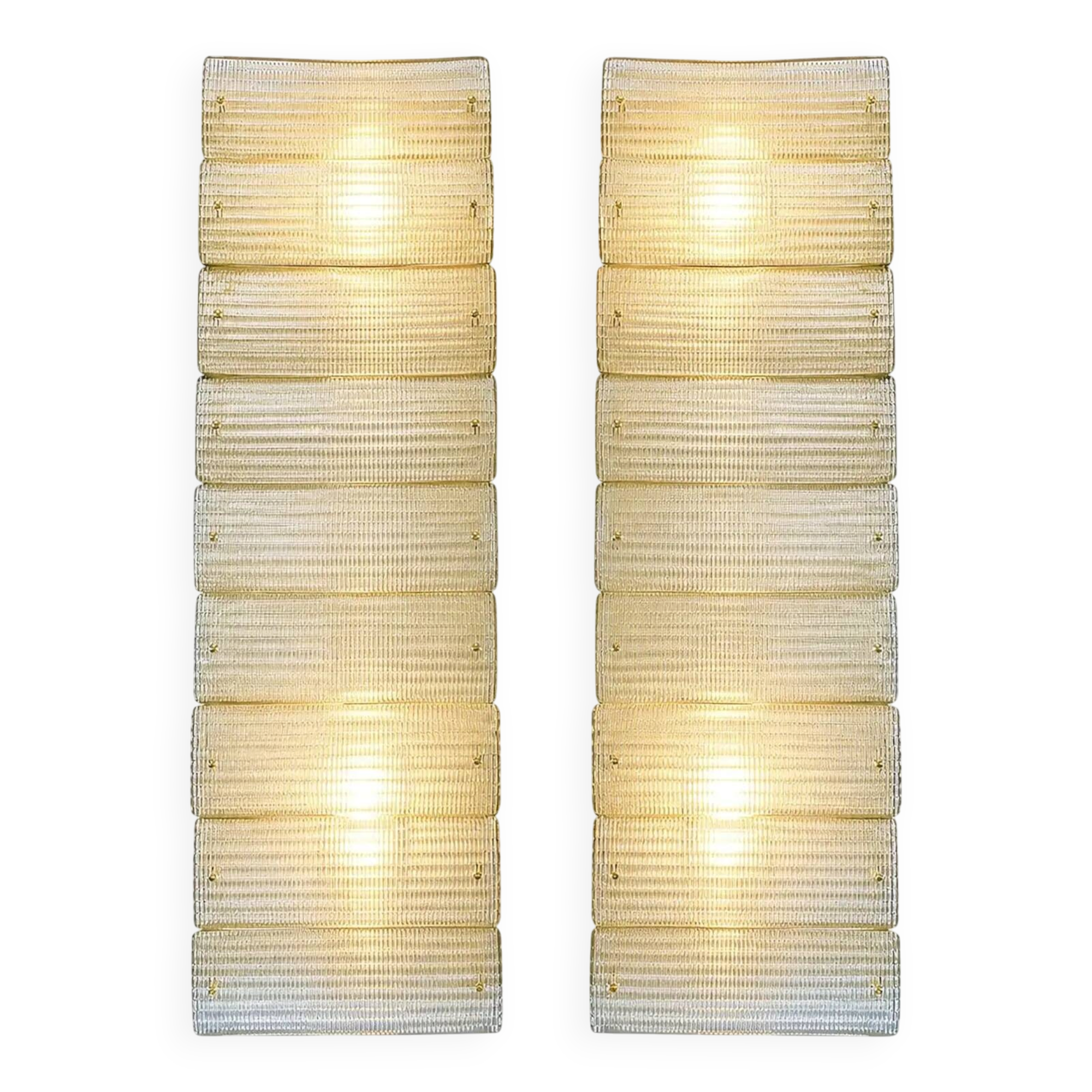 Elegant Italian Diamanté Murano Glass and Brass Flush Mount Wall Sconce