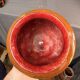 Vase Pot Paste Glass Blown Red Orange Lacquered Marbled Signed Dated Art Deco
