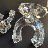 Cristallerie de Vannes le Châtel - Pair of torch candle holders - Cristal signé