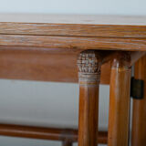 Mcguire rattan flip-top console or dining table light oak