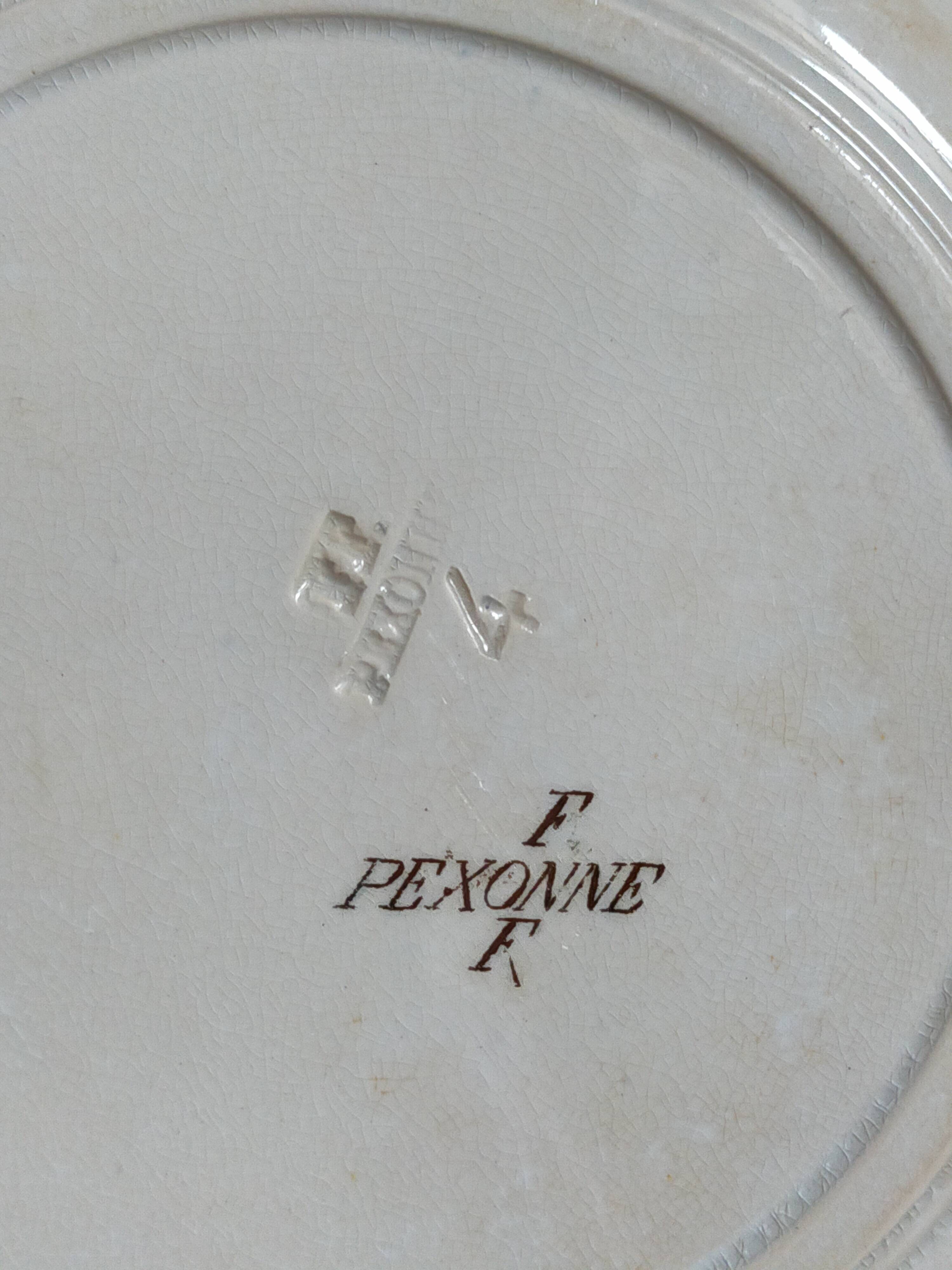 Seven iron earth dessert plates with birds ffPexonne late 19th century