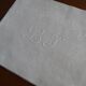 10 old embroidered napkins with L.J monogrammed damask cotton