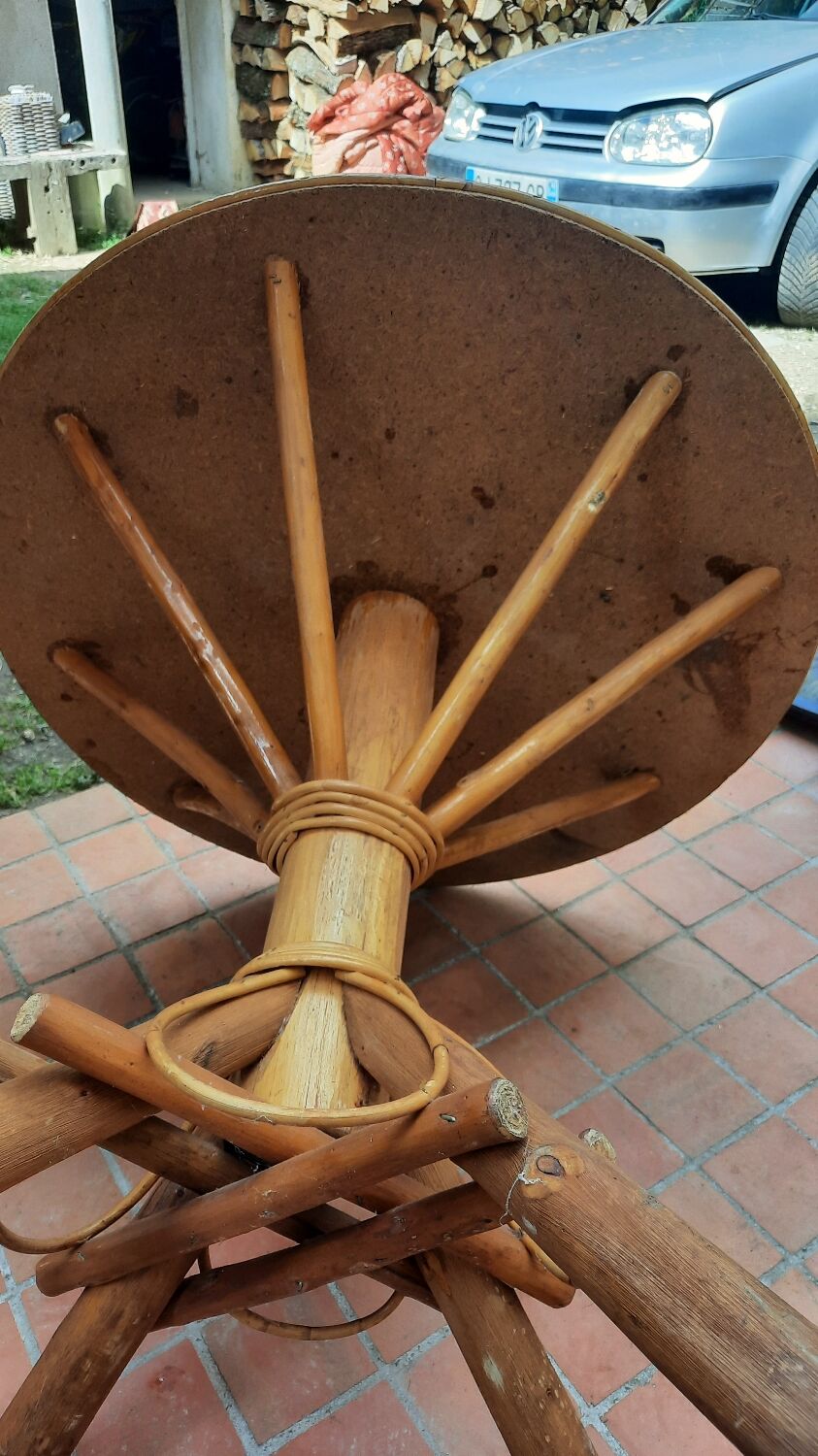 Vintage rattan round table