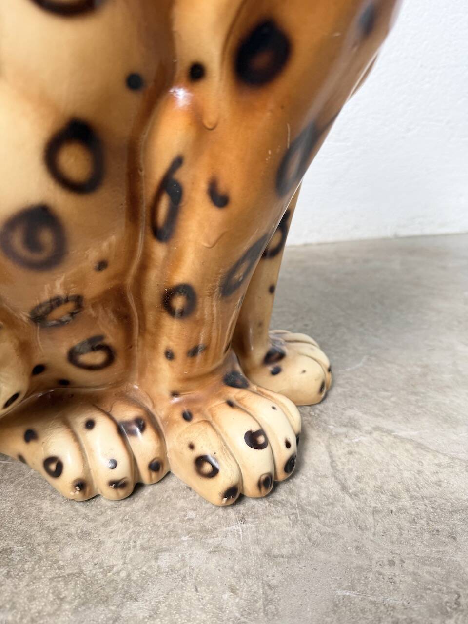 XL Italian ceramic leopard sculpture statue 1970