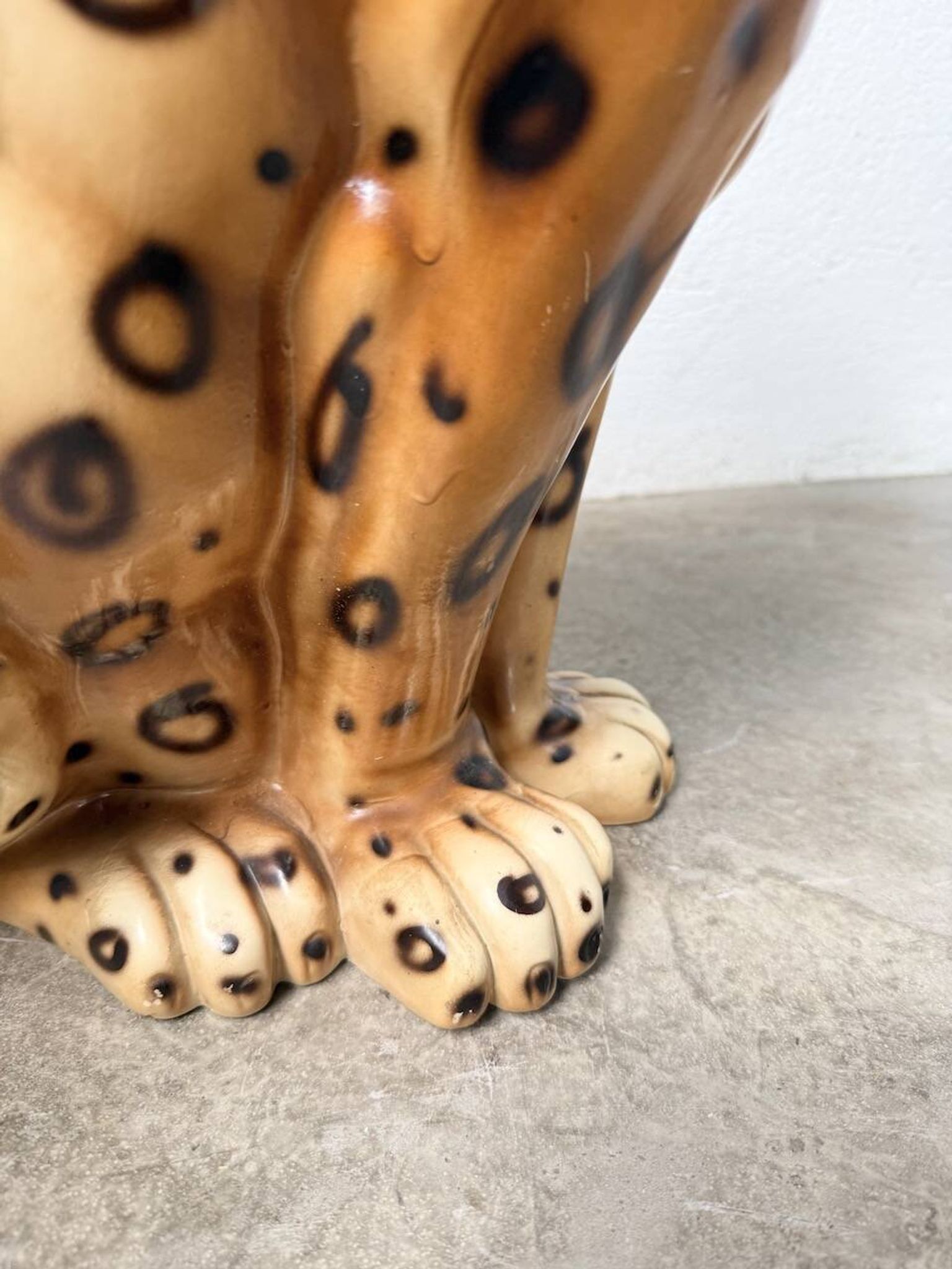 XL Italian ceramic leopard sculpture statue 1970