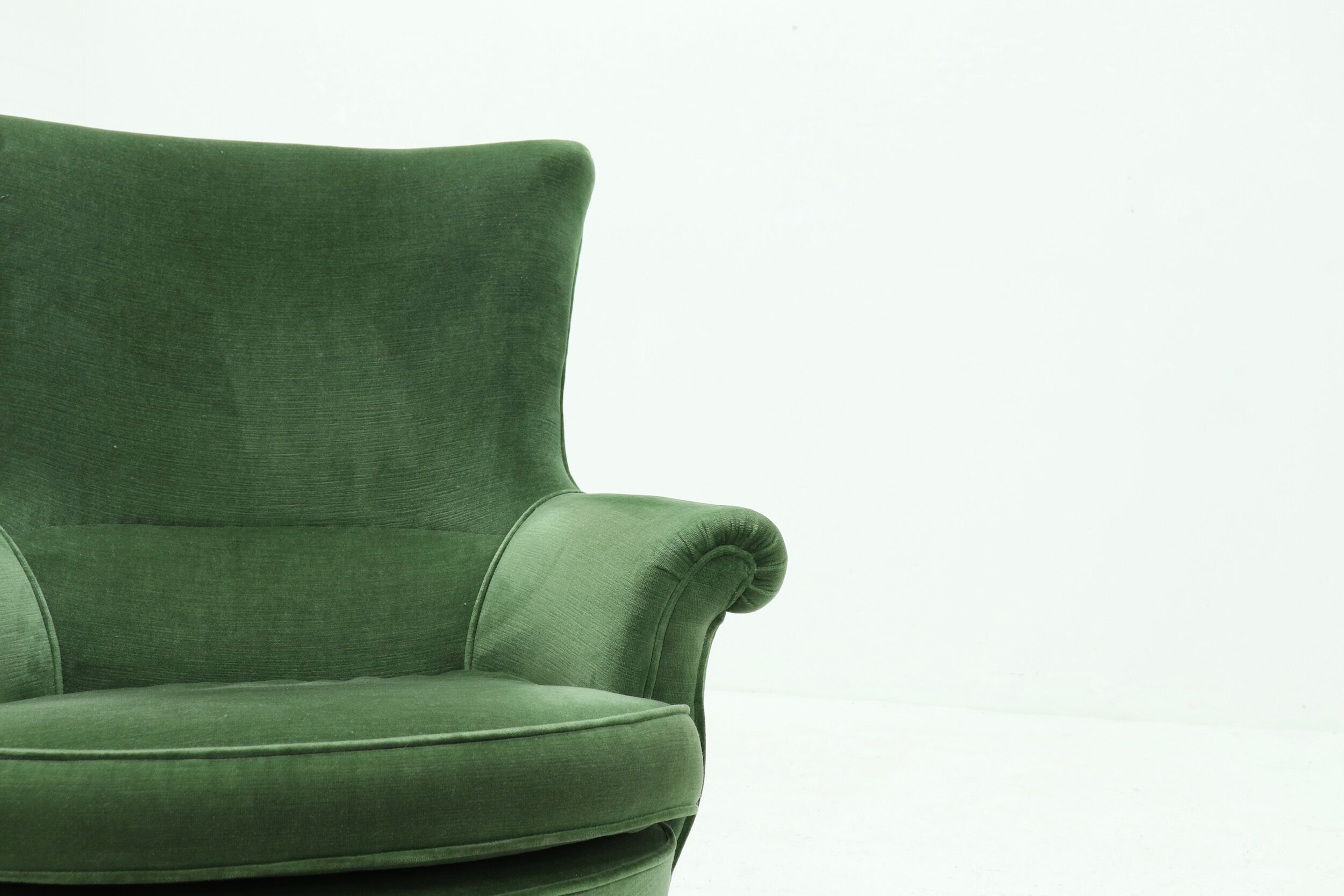 Vintage Green Velour Armchair 1950s