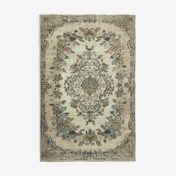 Handwoven overdyed anatolian grey carpet, 1970s, 172 cm x 261 cm