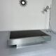 Italian coffee table in chromed metal and vintage brown glass top 70s
