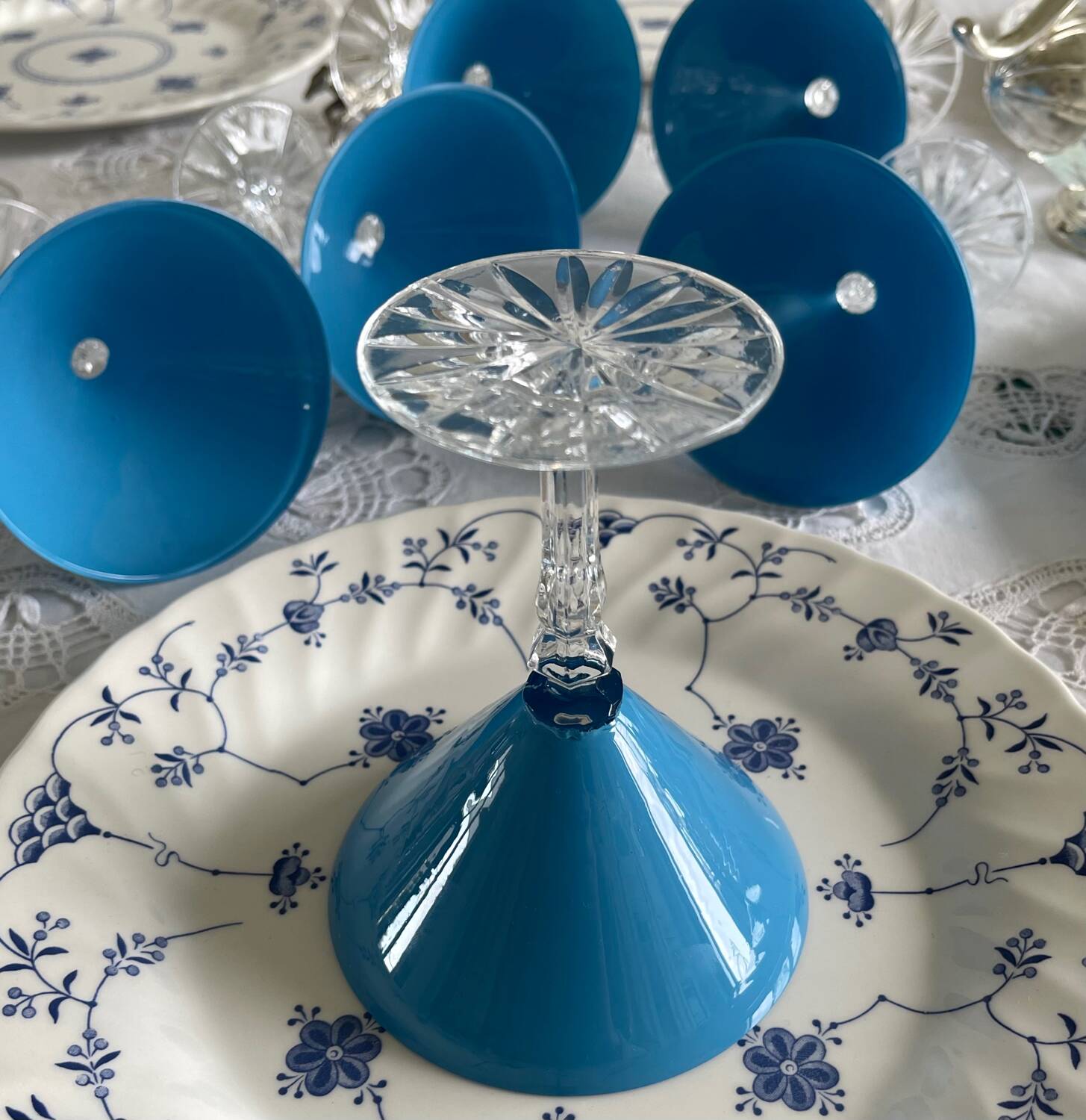 6 crystal cocktail glasses