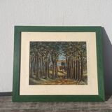 Peinture ancienne paysage breton cadre bois