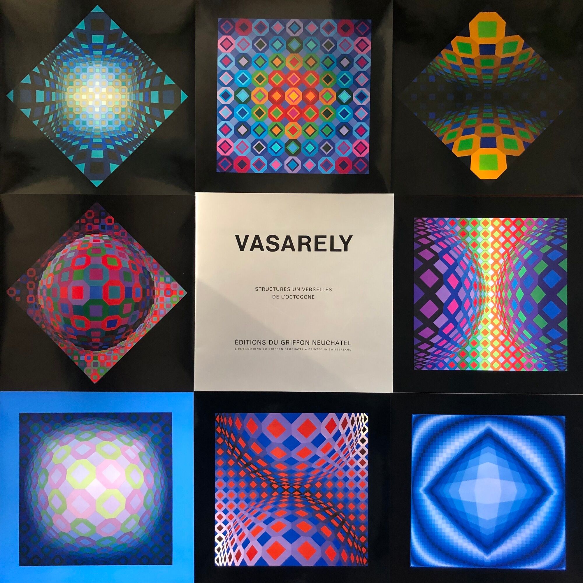 Victor vasarely - complete portfolio of 8 posters from 1974 - universal structures of the octagon