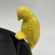 Large vintage black ceramic bowl with yellow parakeets, Vallauris.
