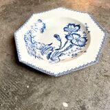 Octagonal hollow plate in white and blue iron earth, "Indiana" service