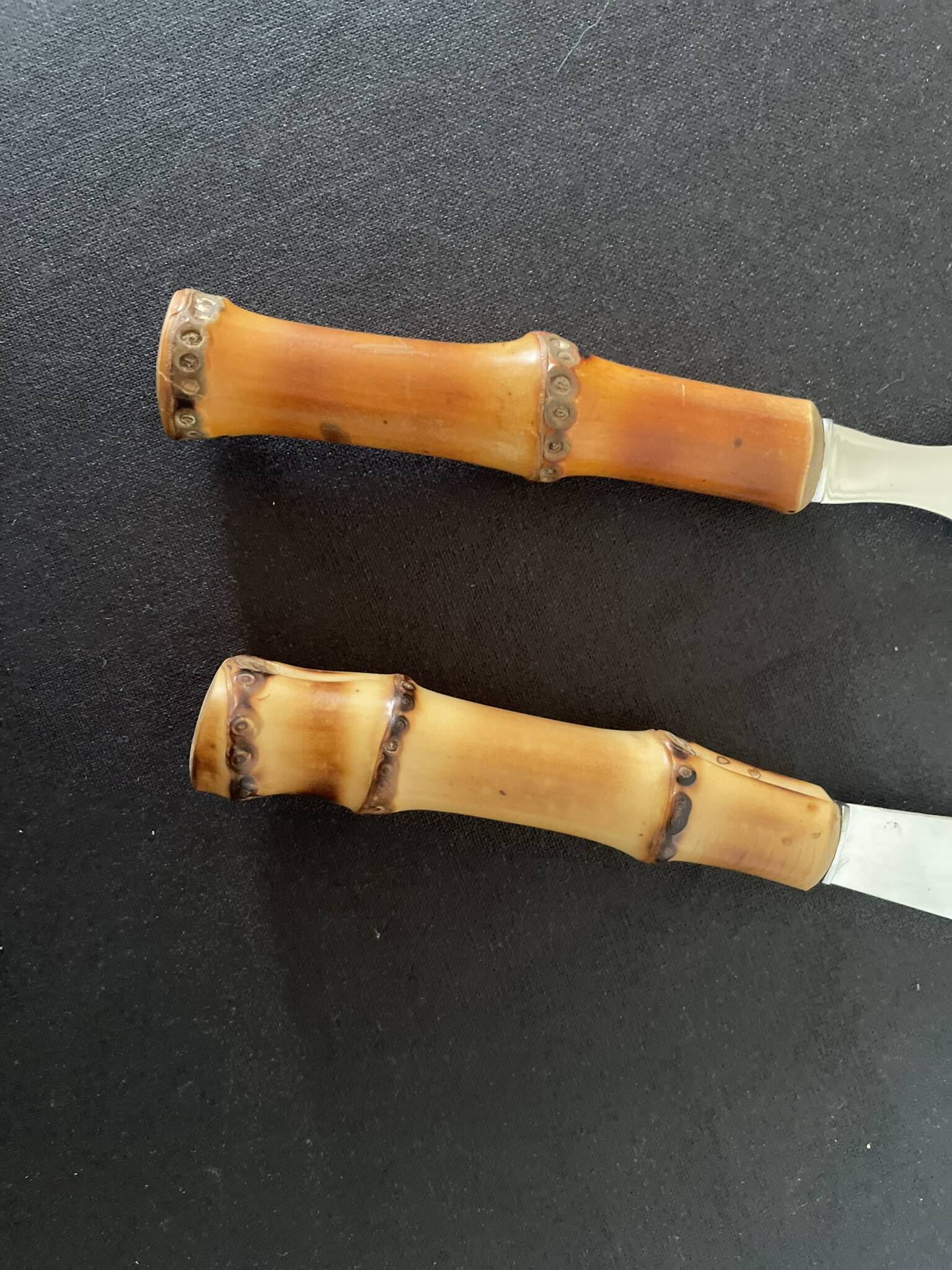 Bamboo handle cheese knives.
