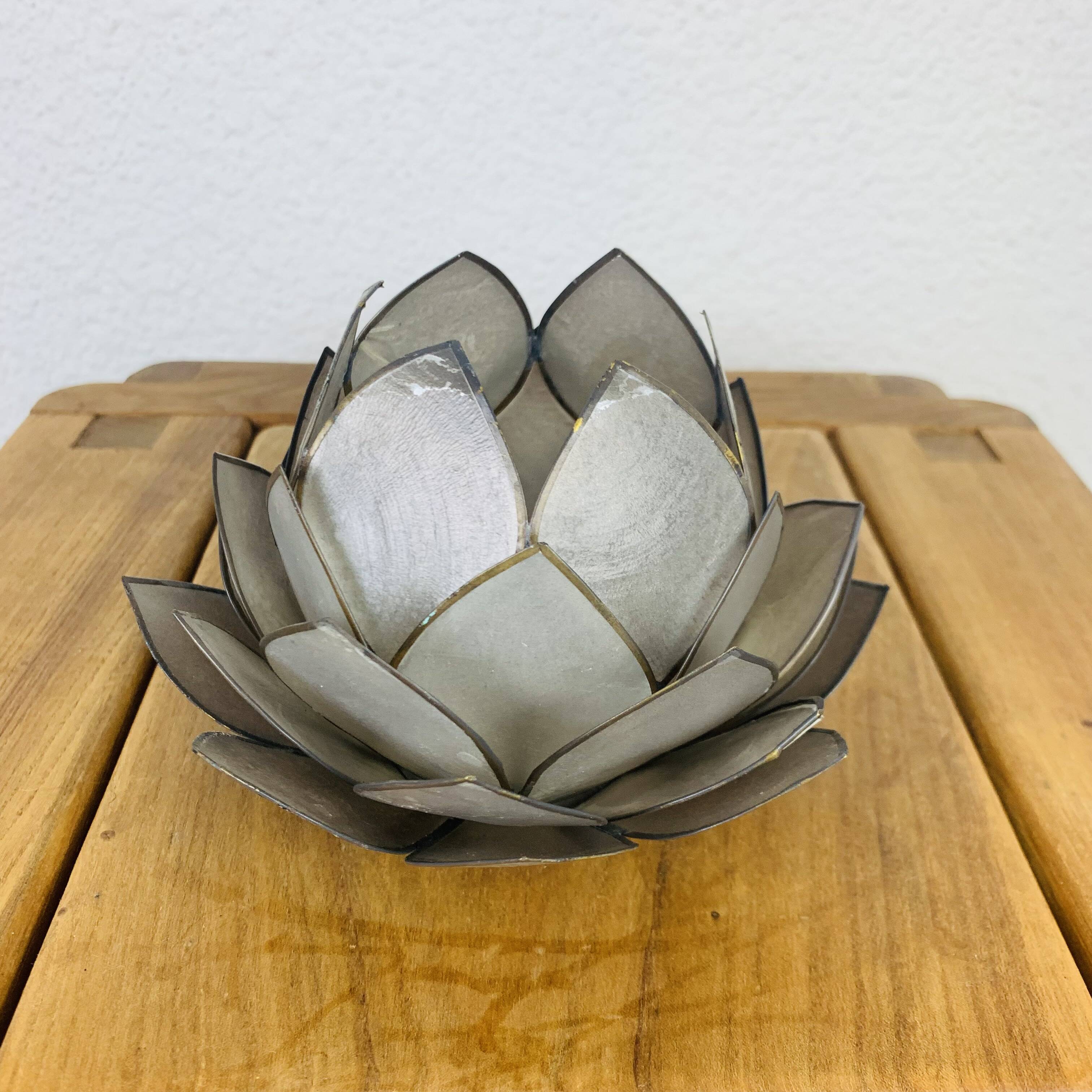 Bougeoir fleur de lotus nacre
