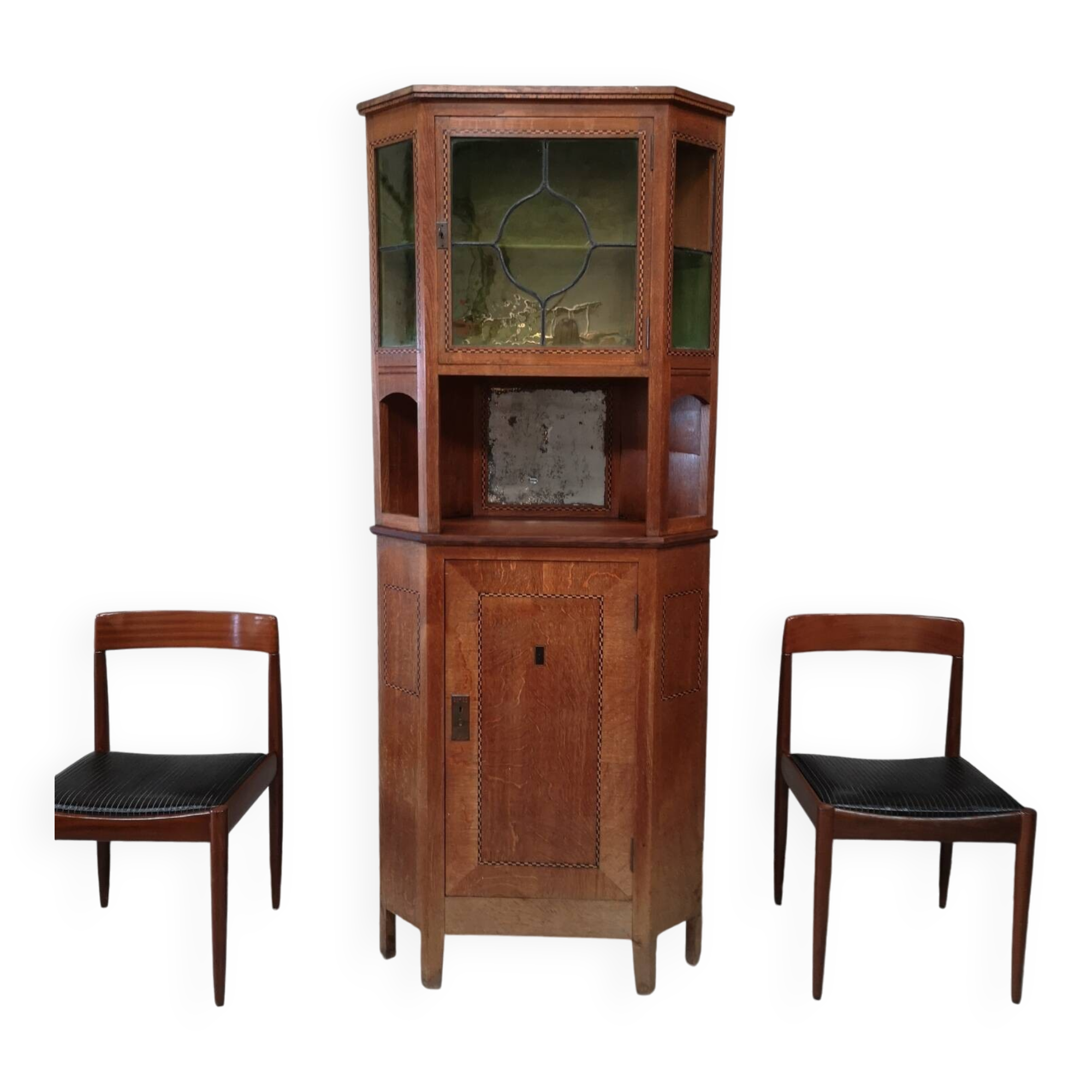 Corner cabinet oak art craft art nouveau 1920