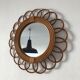 Miroir soleil fleur rotin 43cm vintage 1960