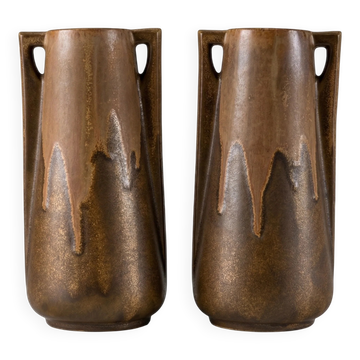 Pair of Denbac vases model 244 in glazed ceramic – France