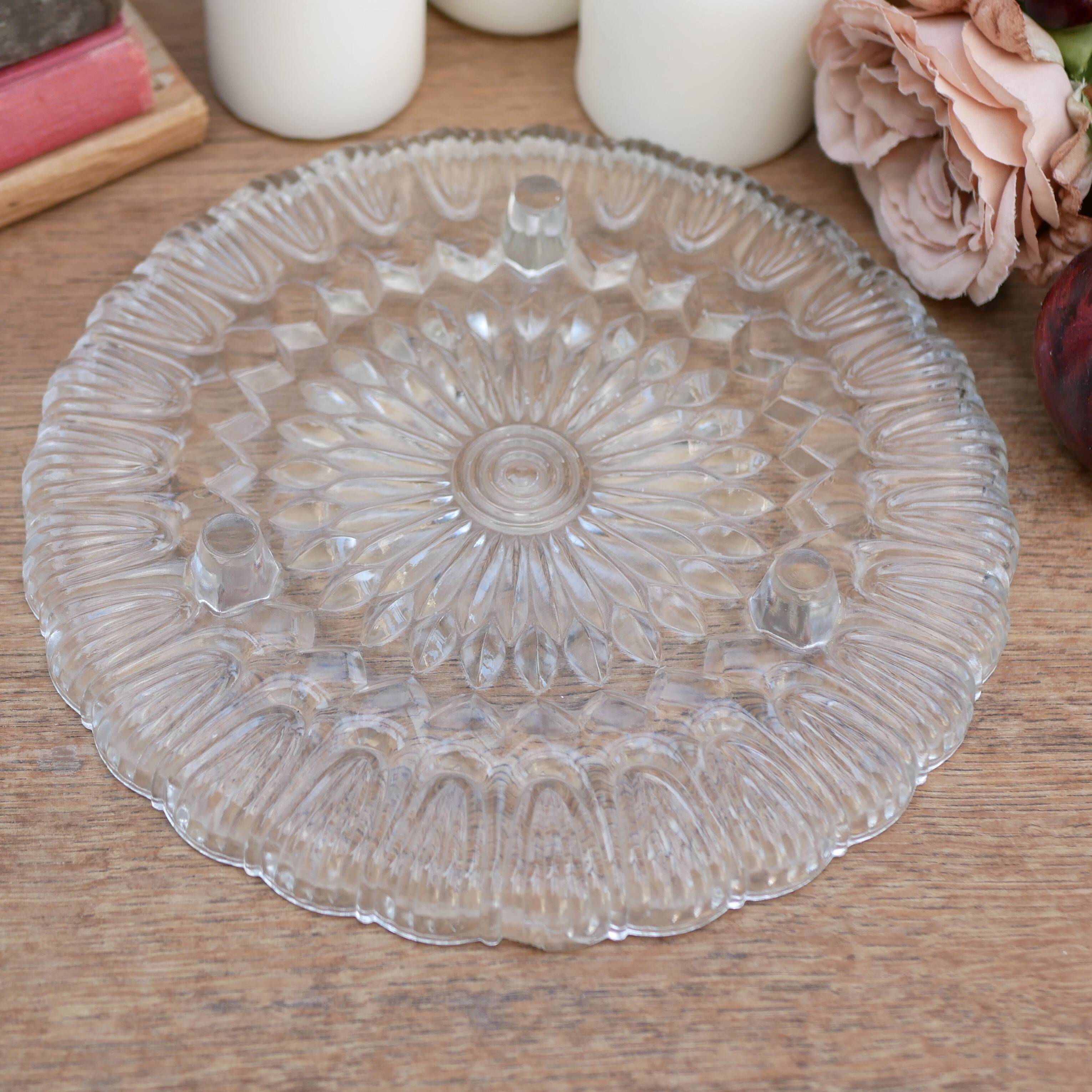 Decorative glass tray with round feet