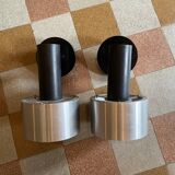 Pair of vintage adjustable wall sconces in brushed metal
