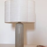 Stoneware lamp and ecru linen lampshade