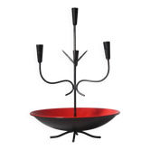 Gunnar Ander Candelabre mi-siècle rouge vif et noir, pour Ystad Metall