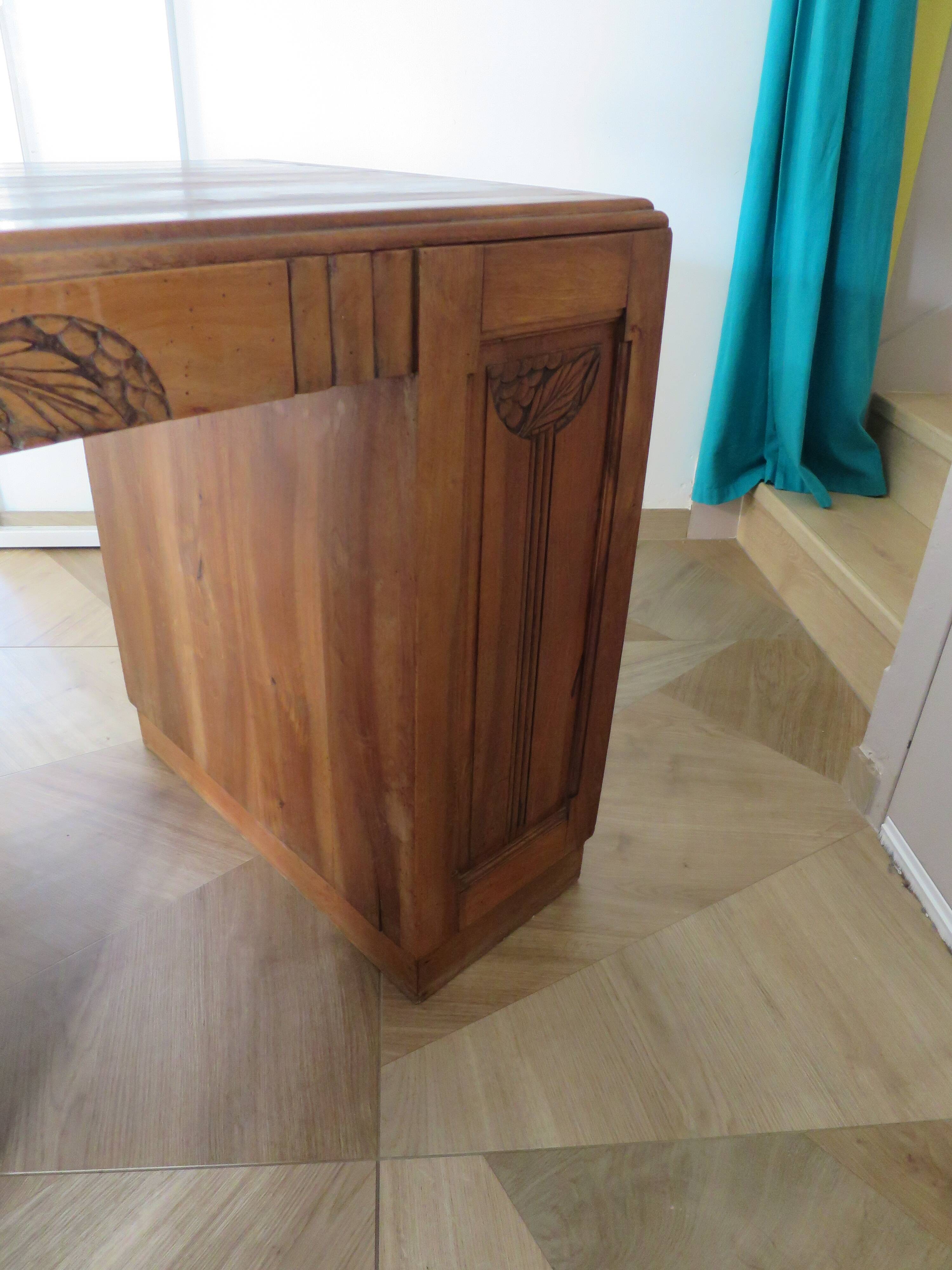 Vintage Art Deco schoolmaster's desk - double-sided - solid wood - 1940s/50s