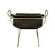 Contemporary bar stool with a vintage brass metal backrest and dark brown leather.