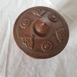Ancien pot à tabac en grès de Beauvaisis décor floral Parfait état
