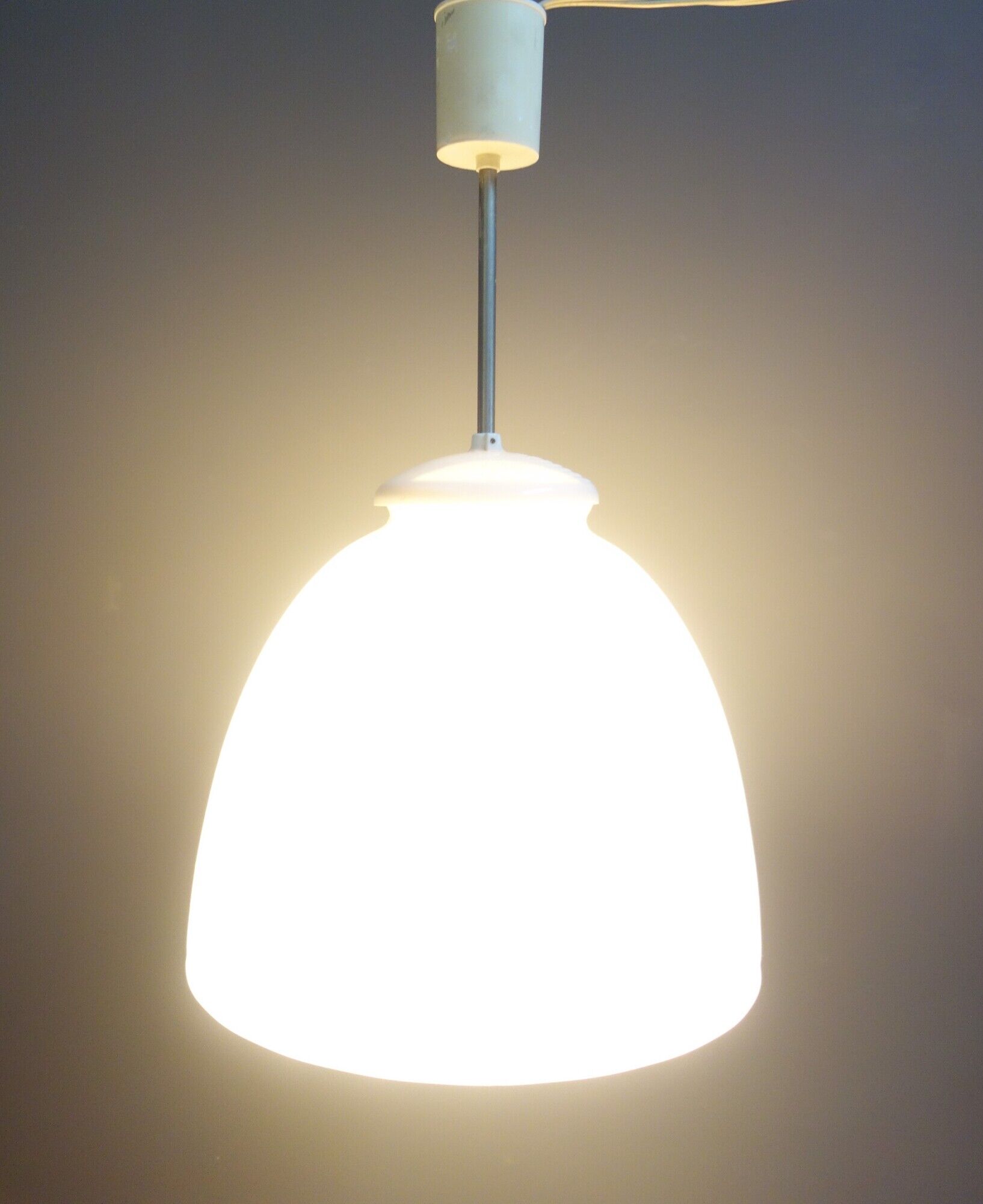 Vintage opaline pendant lamp, czechoslovakia 1950