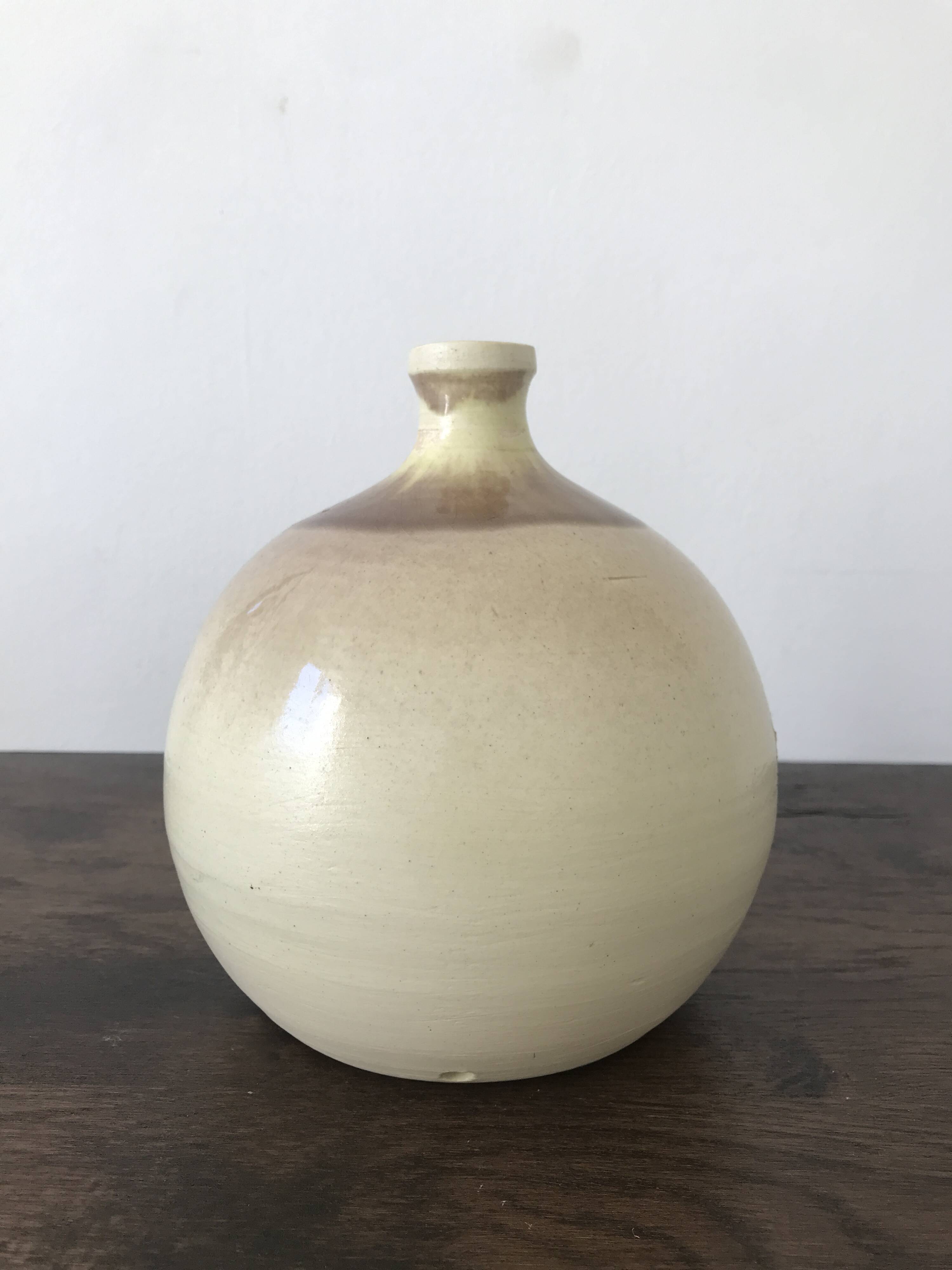 Artisanal ceramic ball vase lamp base, Laroquebrou pottery
