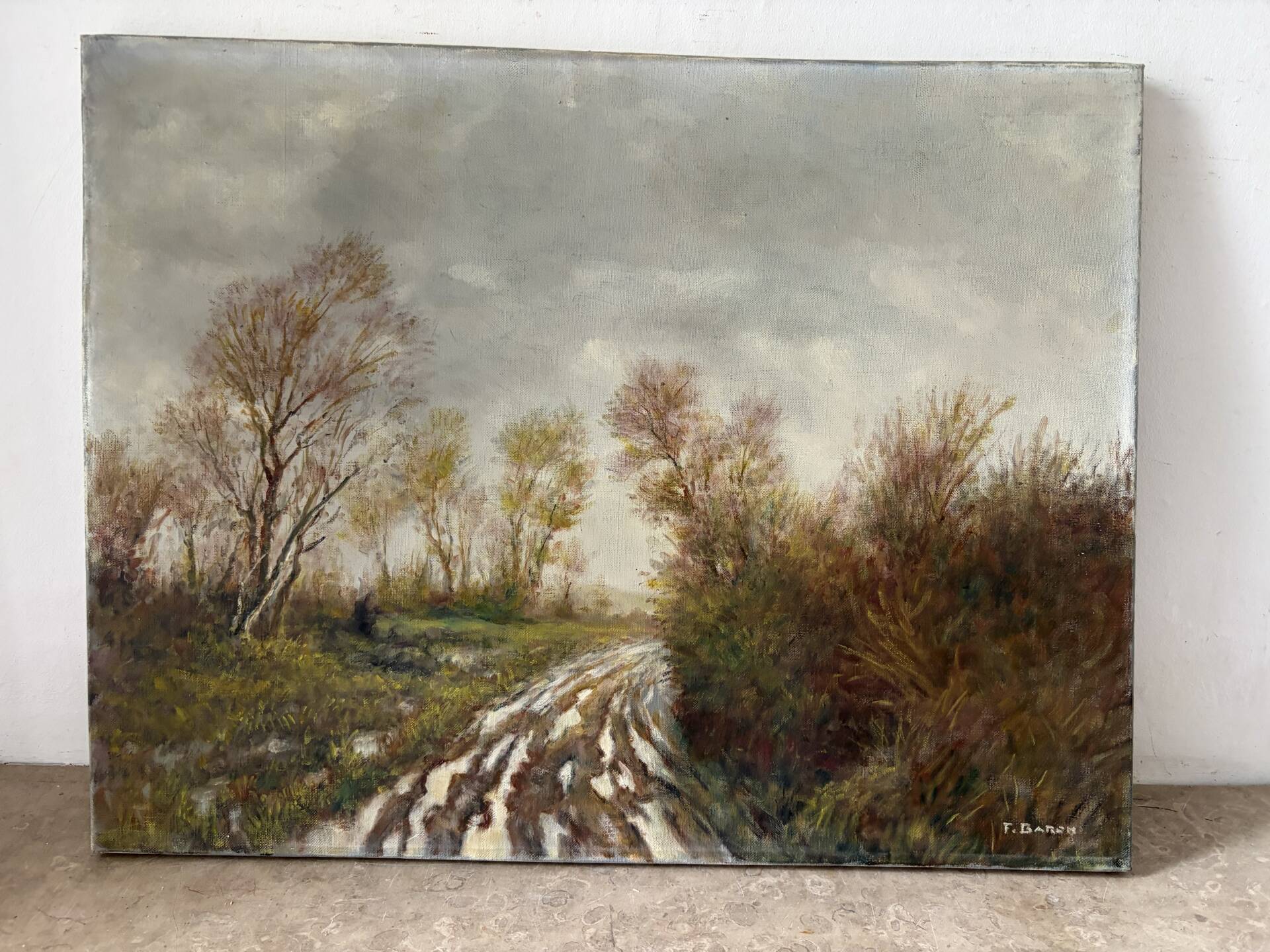 Rural landscape, oil on canvas signed F Baron
