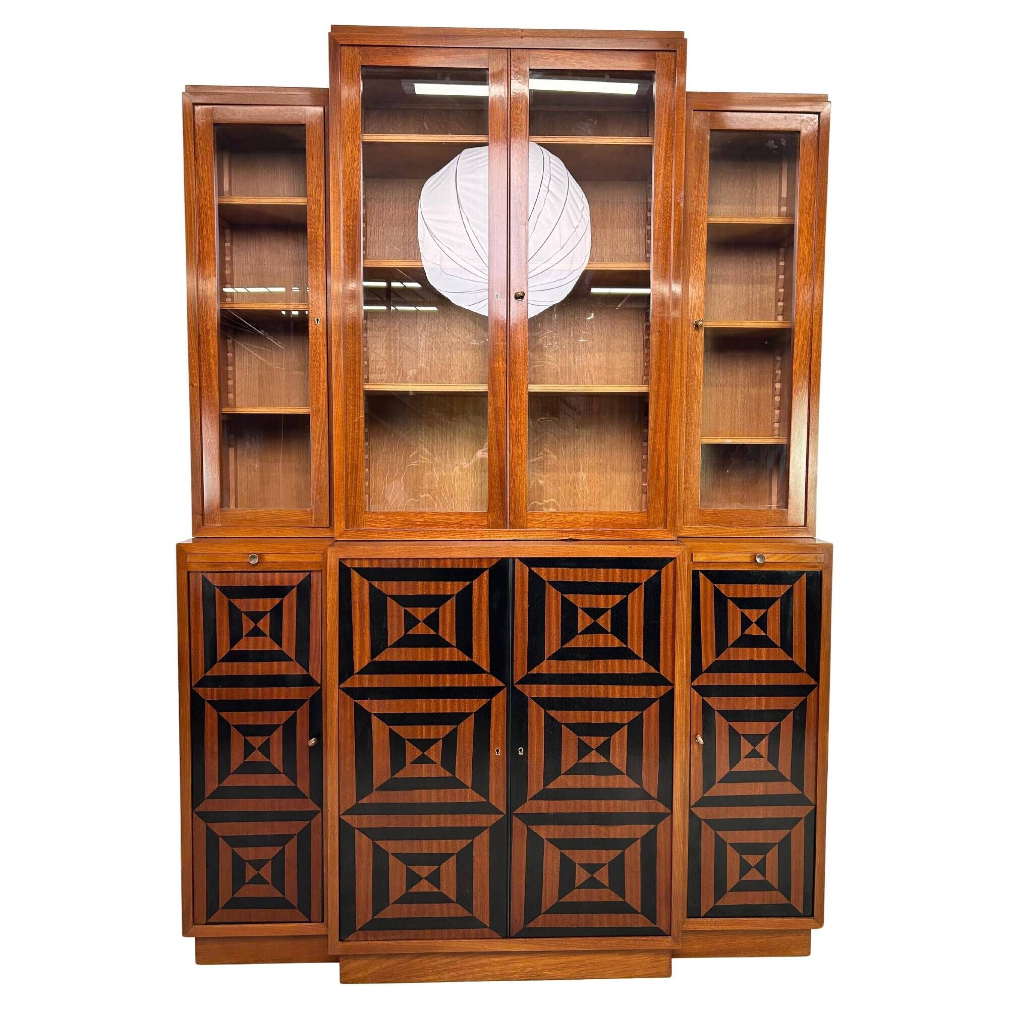 Cubist library with marquetry, around 1930