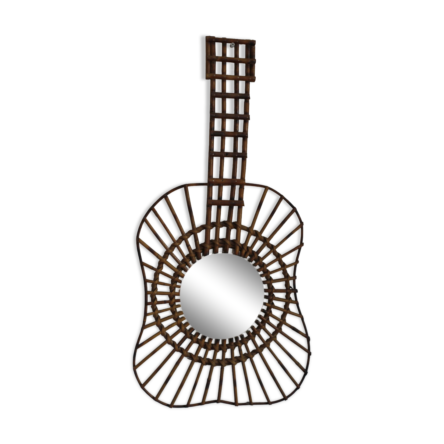 Rattan guitar mirror 75 x 38 cm year 1950