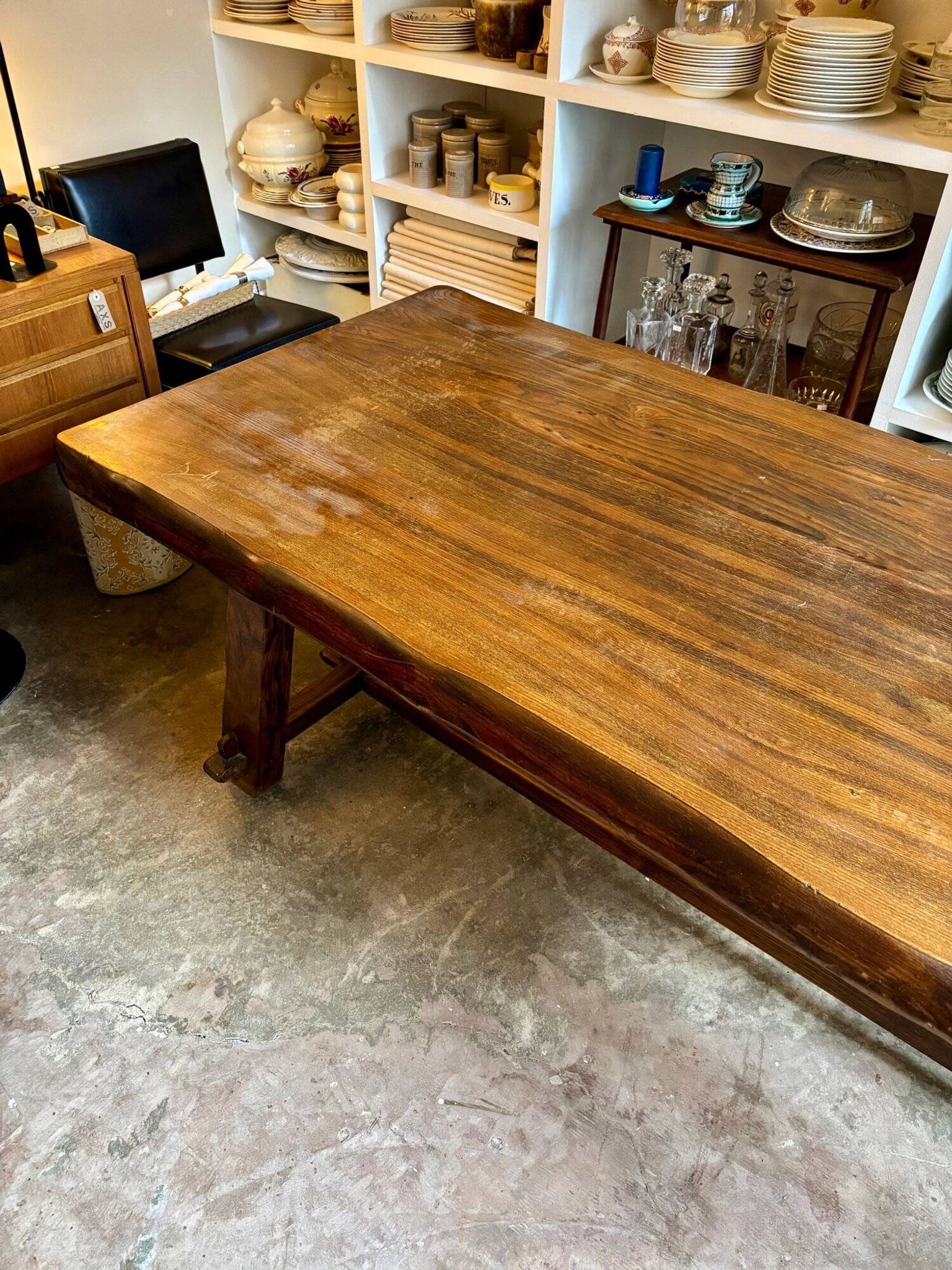 Aranjou dark wood dining table and 2 benches from the 70s/80s ☐ 200 x 89 cm
