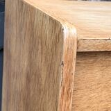 Vintage chest of drawers with compass feet, raw oak, 1960